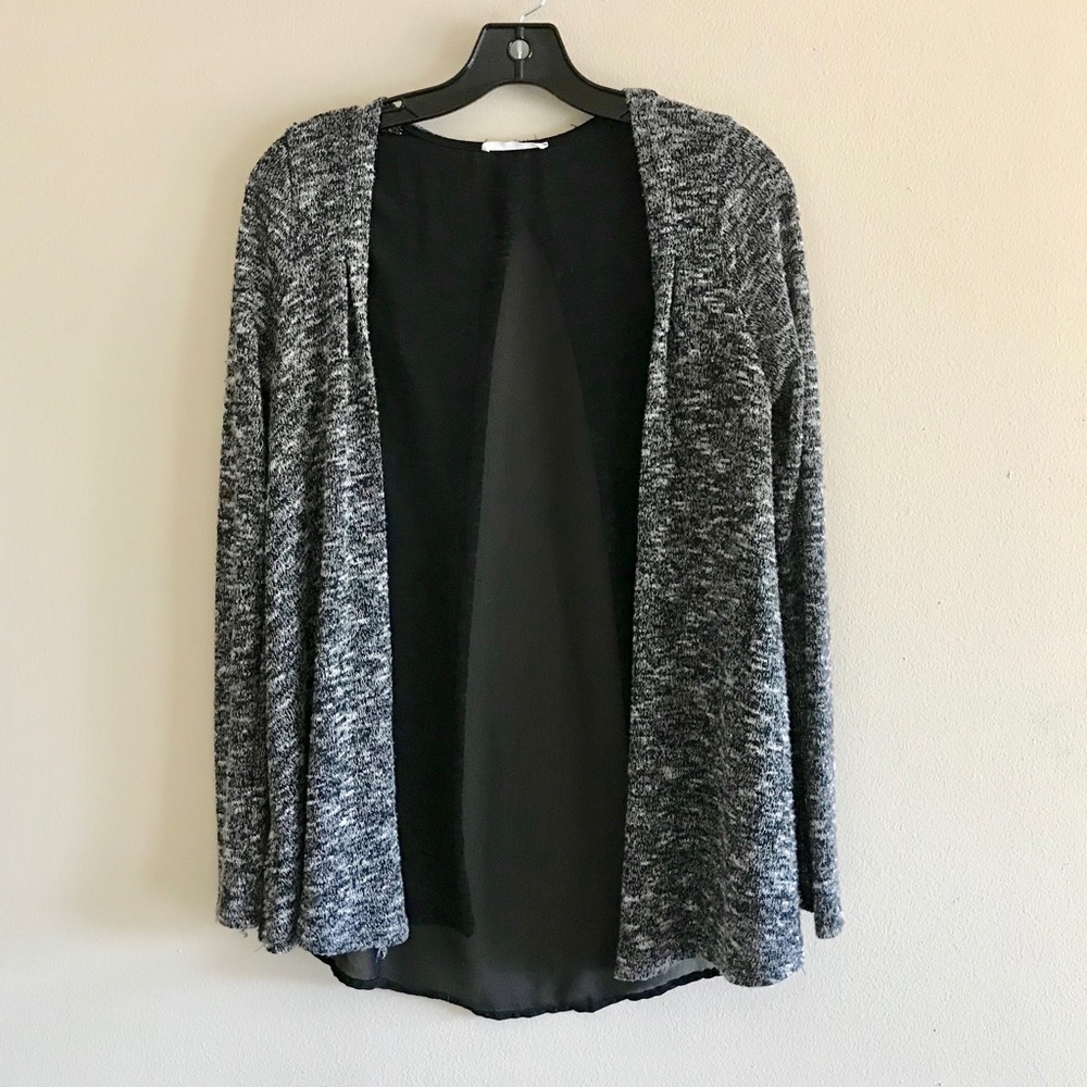 LUSH Black Sheer Back Cardigan Size Small