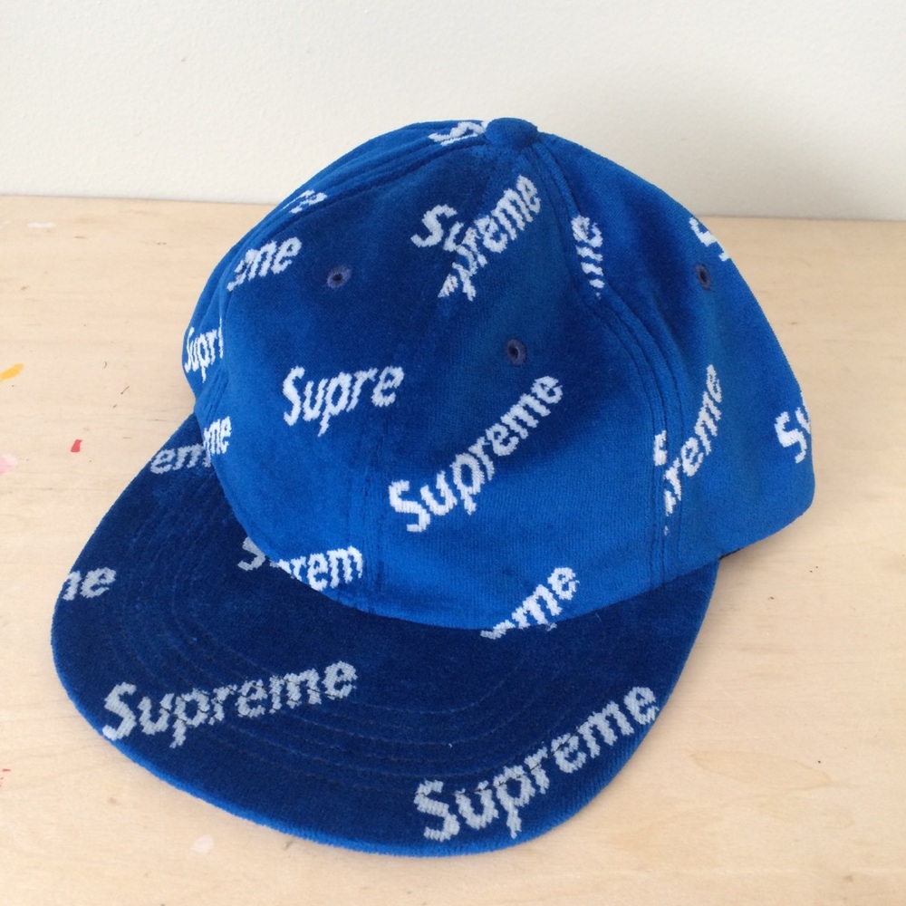 Supreme Velour Diagonal logo 6-panel