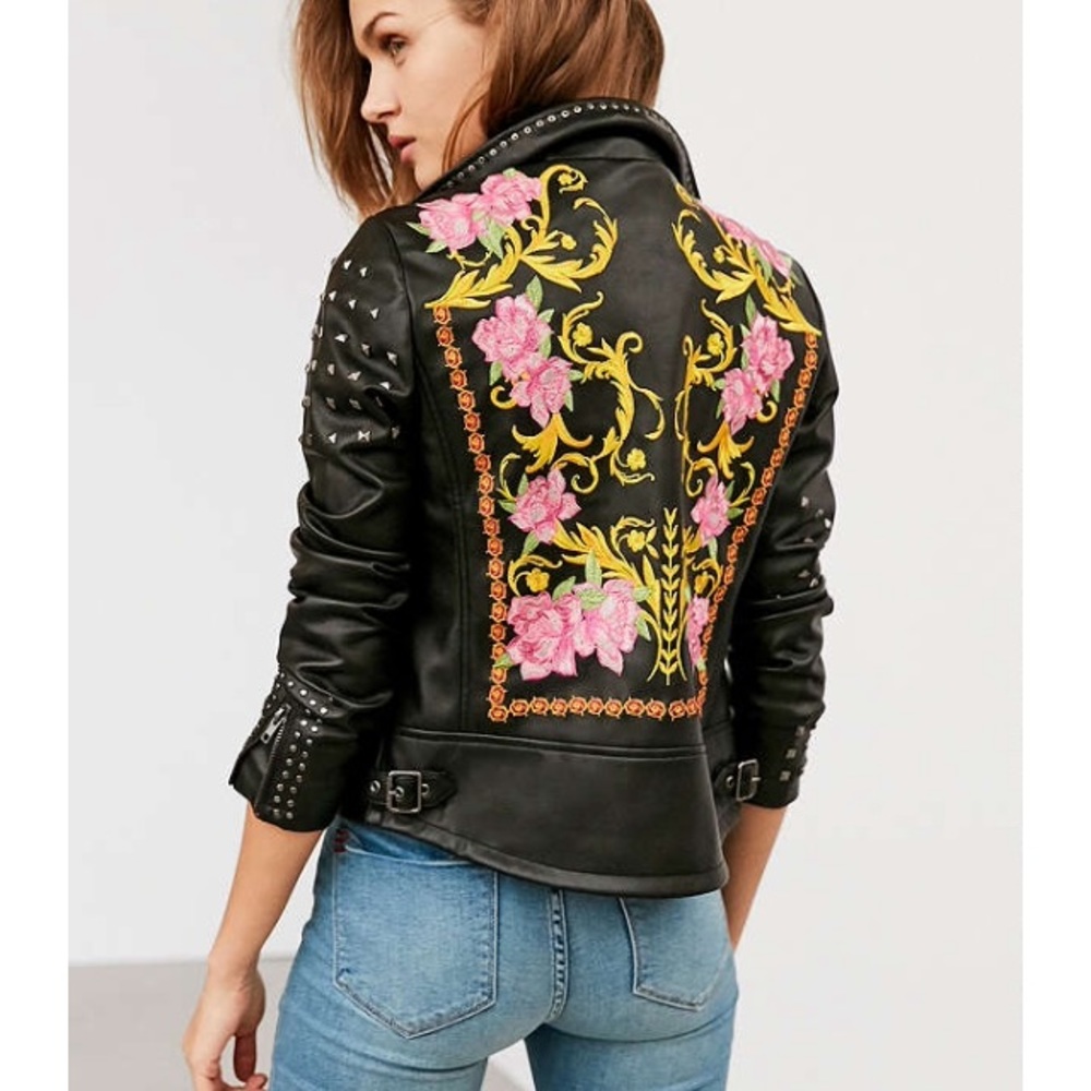 Embroidered leather jacket - Picture 3 of 6