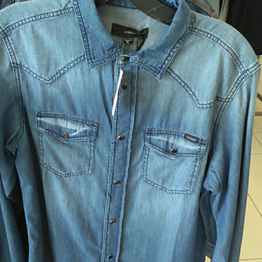 DIESEL DENIM COLLAR SHIRT LONG SLEEVE