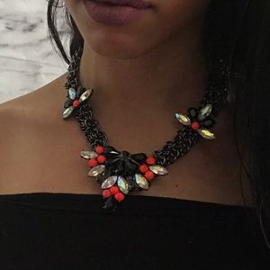 Jewel chrome neon metal chunky statement necklace Jewel chrome neon metal chunky statement necklace