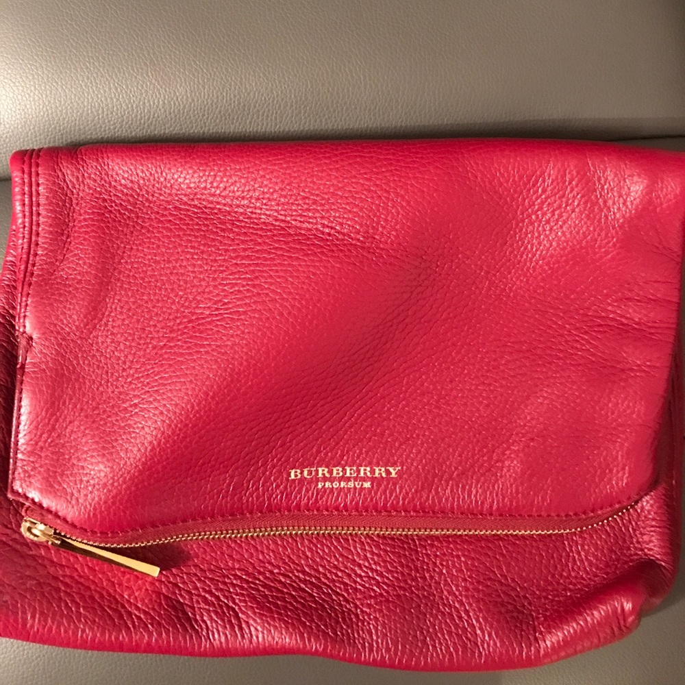 Authentic Burberry Kendal Pale Crimson Red Clutch