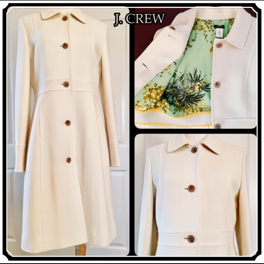 ✖️SOLD J. CREW Lady Day Coat Italian Wool Vanilla - Picture 1 of 8