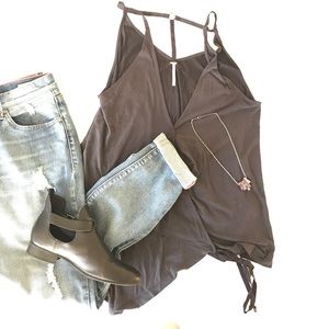 Free People Dark Grey Flowy Tank Size M