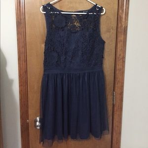 Dark navy lace detail dress