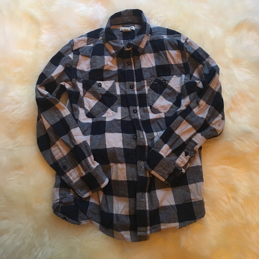 XS Soft Blue/White Plaid Flannel