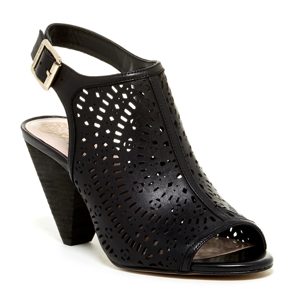 Vince Camuto Perforated Peep Toe Sandal Black