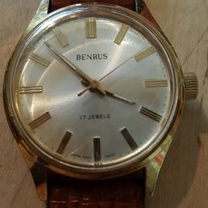 Vintage Benrus Watch with leather band. 1950's