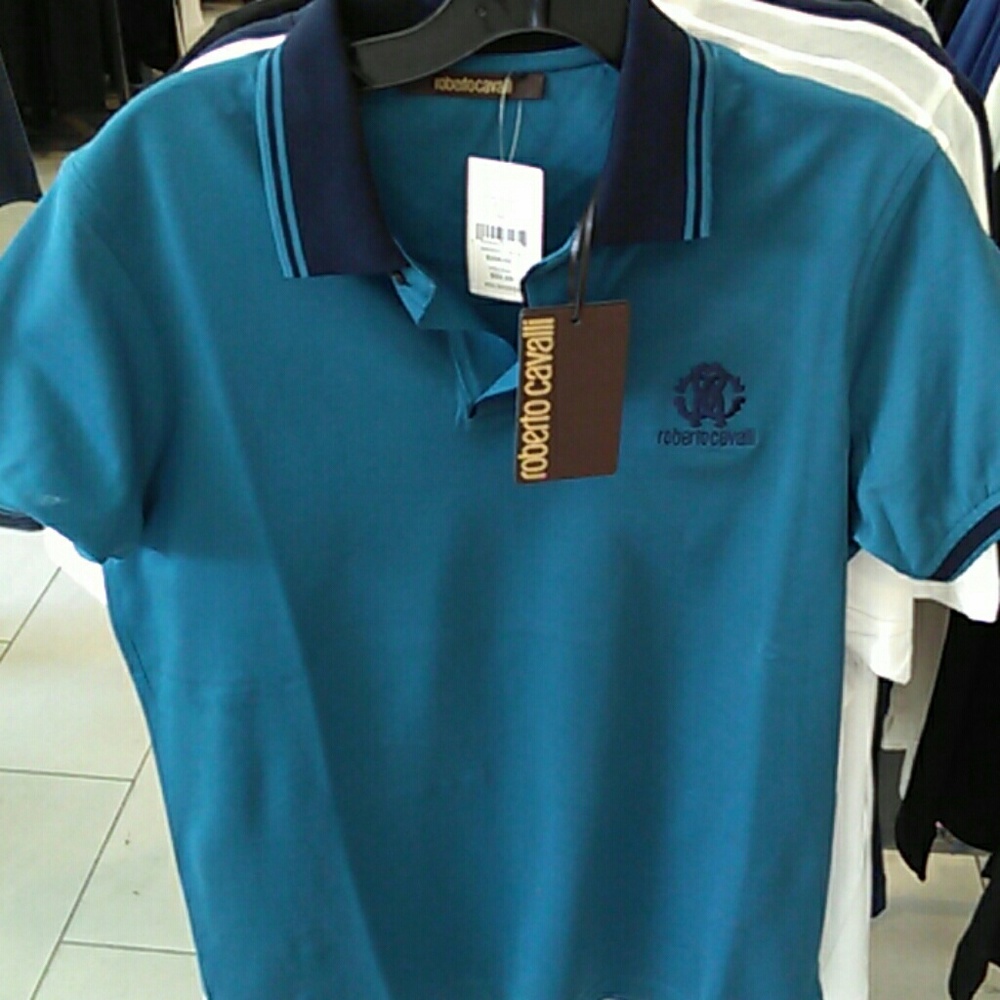 ROBERTO CAVALLI TEAL POLO SHIRT