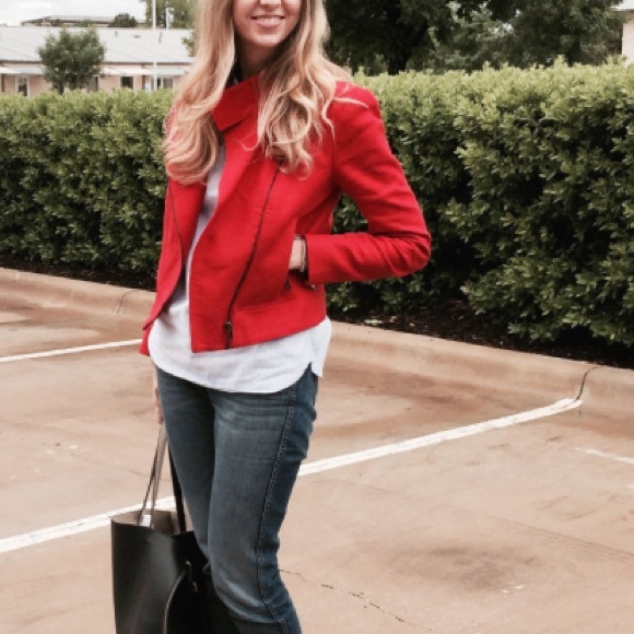 Banana Republic Red Moto Jacket 
