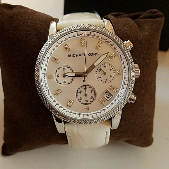 Michael Kors white leather band watch