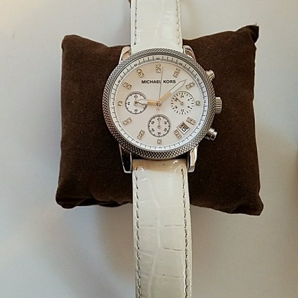 Michael Kors white leather band watch