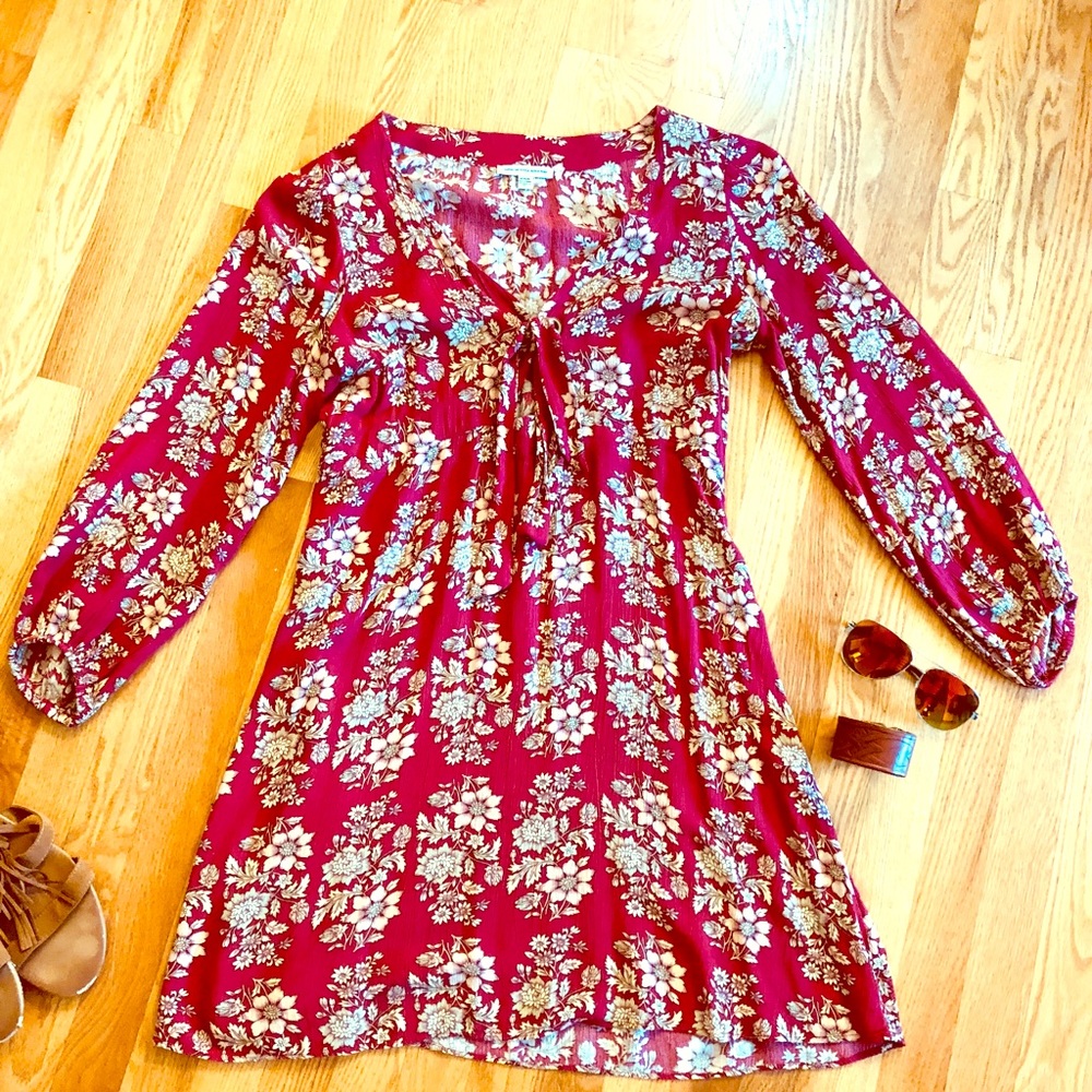 American Eagle Women's Tie Front Grommet Dress