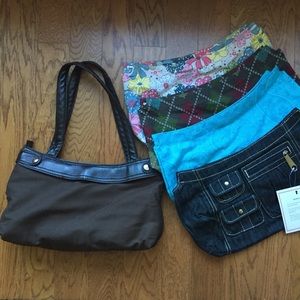 Thirty- One Brown Skirt Purse w/ 4 Skirts