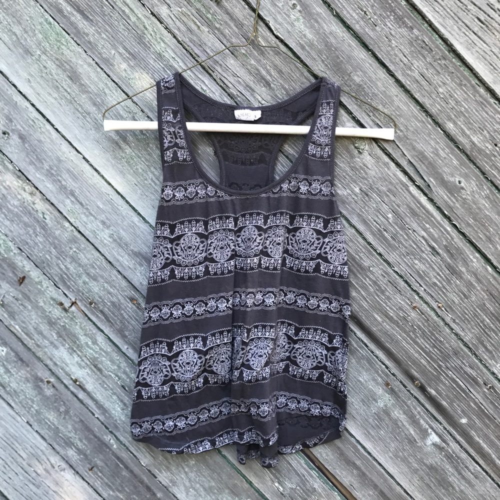 LA Hearts Grey Print Crop