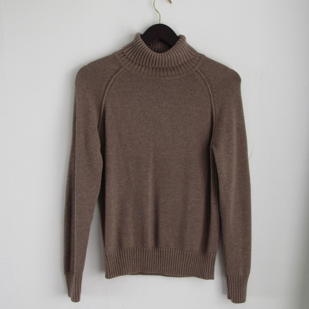 Jeanne Pierre Long Sleeve Brown Turtleneck Sweater