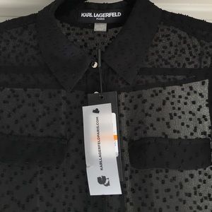 Karl Lagerfeld Tops - Black Chiffon Collared Long Sleeve Blouse Karl Lagerfeld Tops - Black Chiffon Collared Long Sleeve Blouse