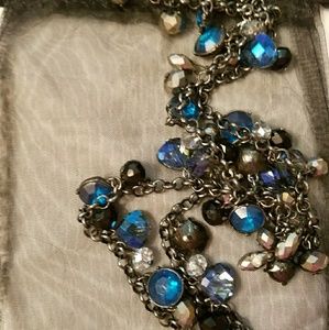 White House Black Market teal and silver necklace