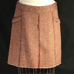 prAna red herringbone tweed A-line panel skirt