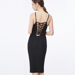 🆕 Naked Zebra Lace-Up Back Body-Con Midi Dress