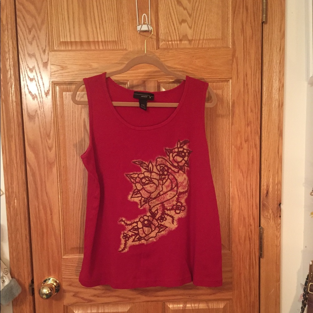 Venezia by Lane Bryant plus size red top w flowers