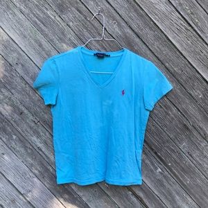 Ralph Lauren Teal V-Neck Tee
