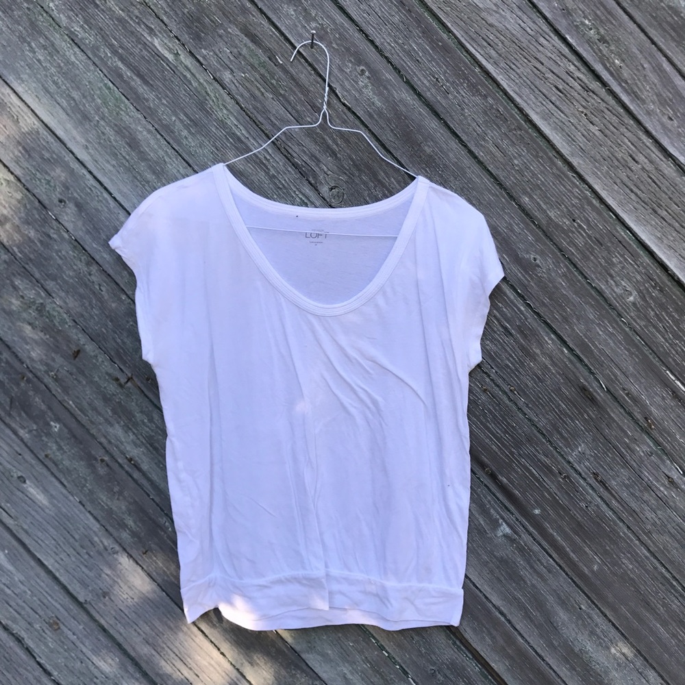 LOFT White Scoop Neck Tee