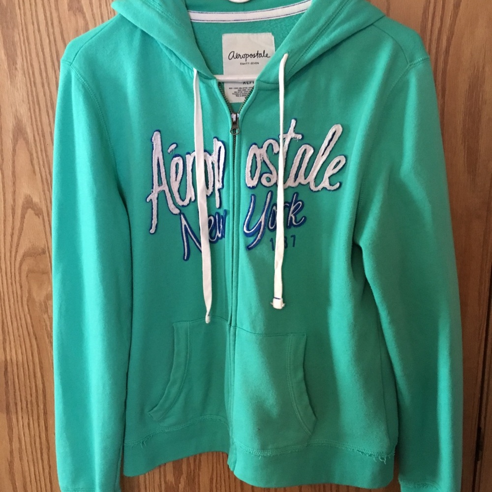 Aeropostale zip up hoodie in teal.