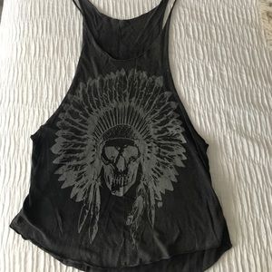 Brandy Melville Low-Cut Skull Tank Top