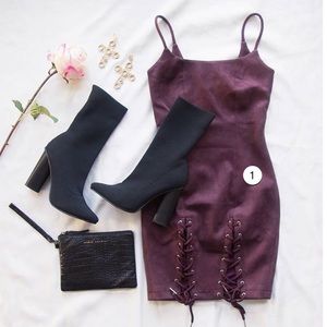 Runaway The Label Dresses - Wine Colored Faux Suede Mini Dress Runaway The Label Dresses - Wine Colored Faux Suede Mini Dress