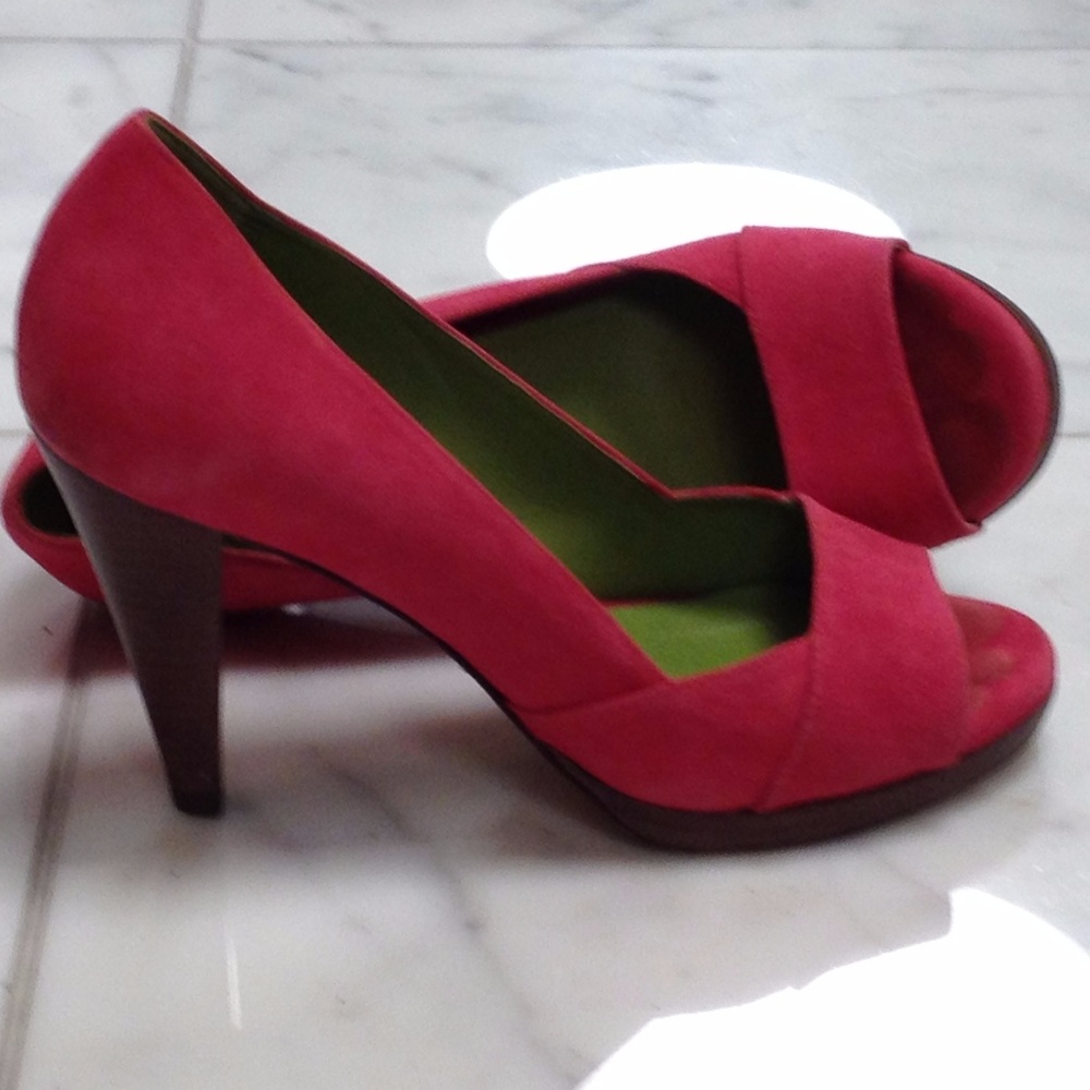 Dark Pink suede high heels
