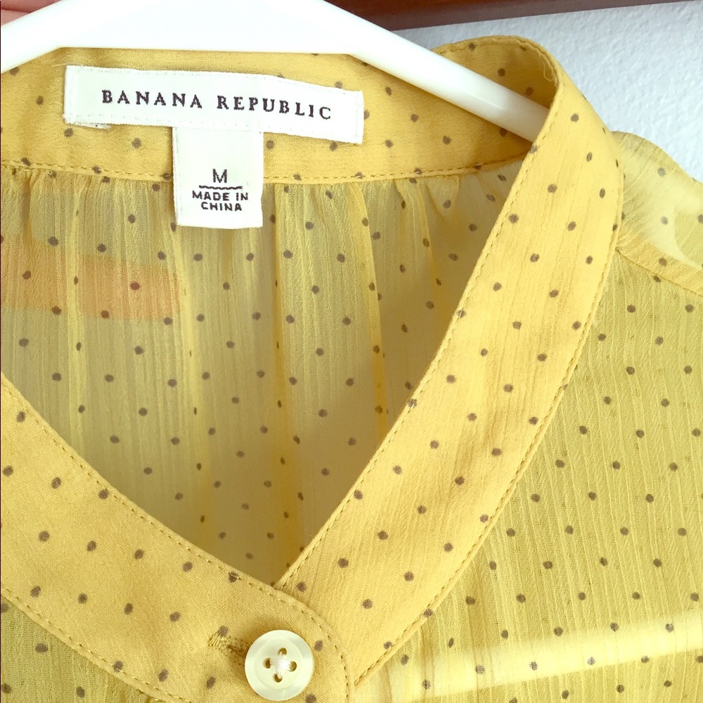 Banana Republic Sheer Yellow Polka Dot Blouse