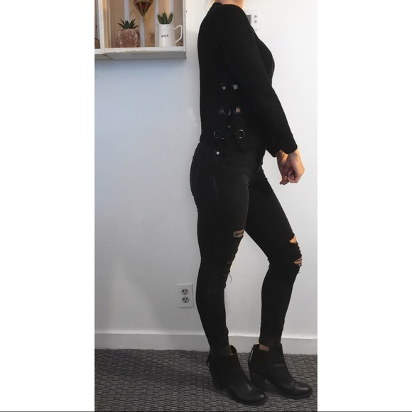 Lace Up Side Sweater - Picture 1 of 4