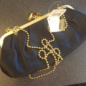 Black Satin Coach Clutch