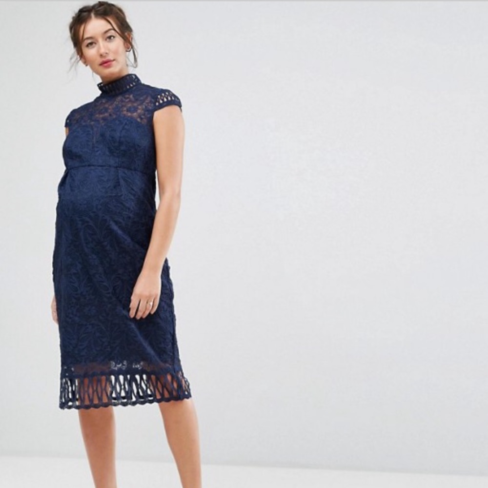 Chi Chi London Maternity Cap Sleeve Lace Dress