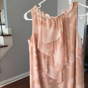 LOFT Cream Colored Floral Sleeveless Blouse