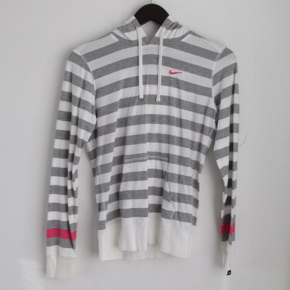 Nike Long Sleeve Pink and White Hoodie