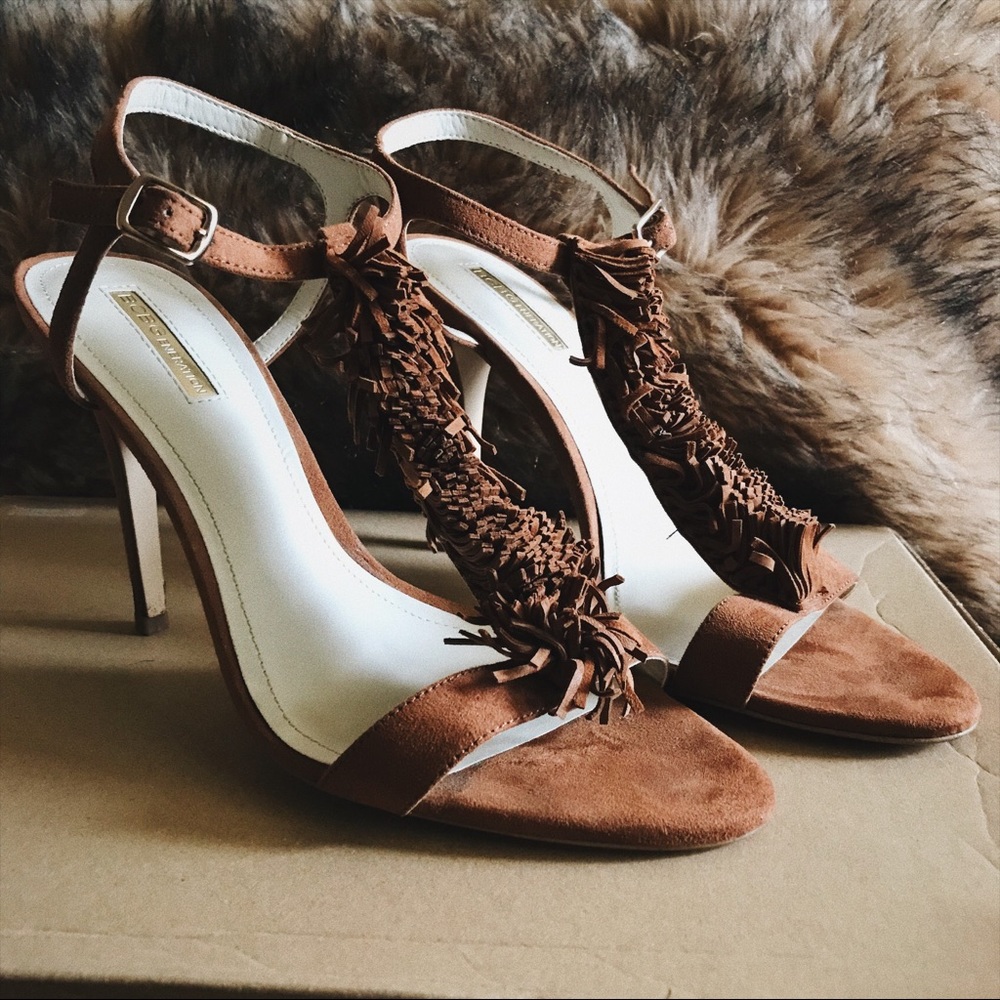 BCBGeneration T-strap Sandals with Fringe.