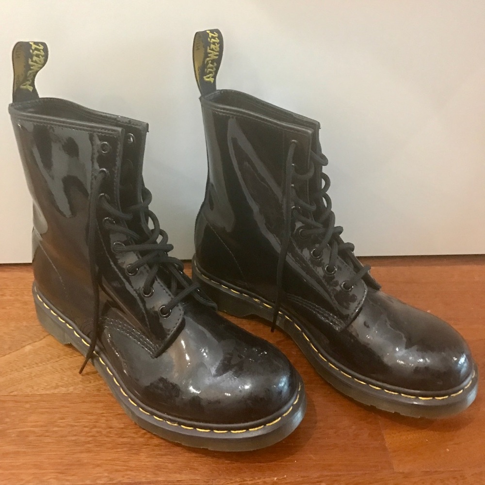Black Dr. Martens AirWair Patent Leather Boots