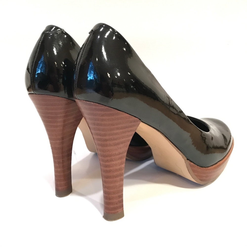 Steve Madden Wood & Black Patent Leather High Heel