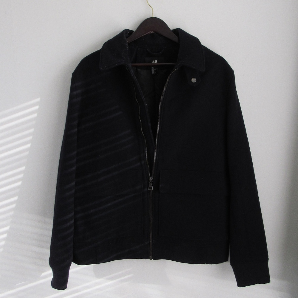 H&M Men's Black Wool Coat