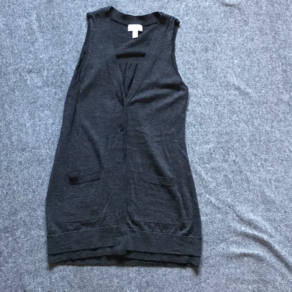 Grey long sweater vest