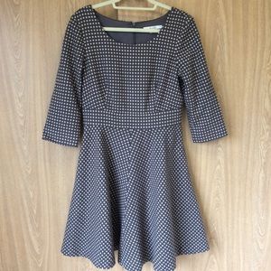 Boden gray polka dot 3/4 wool dress size 8