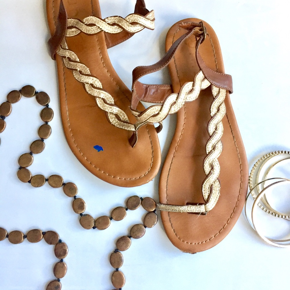 Gold Braided Sandals