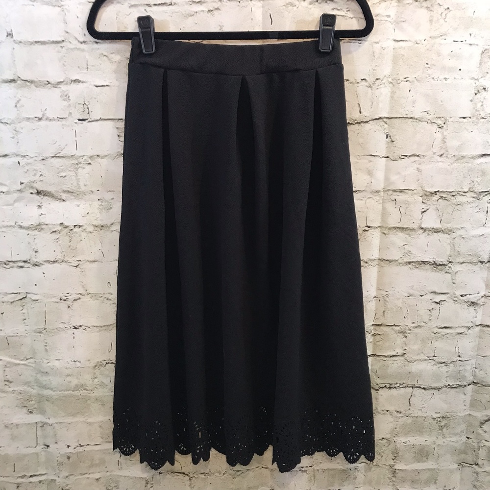 Boohoo Lace Detail Elastic Waist Midi Skirt Sz 8