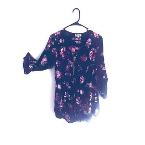 Stella Tweed floral cinched flowy shirt