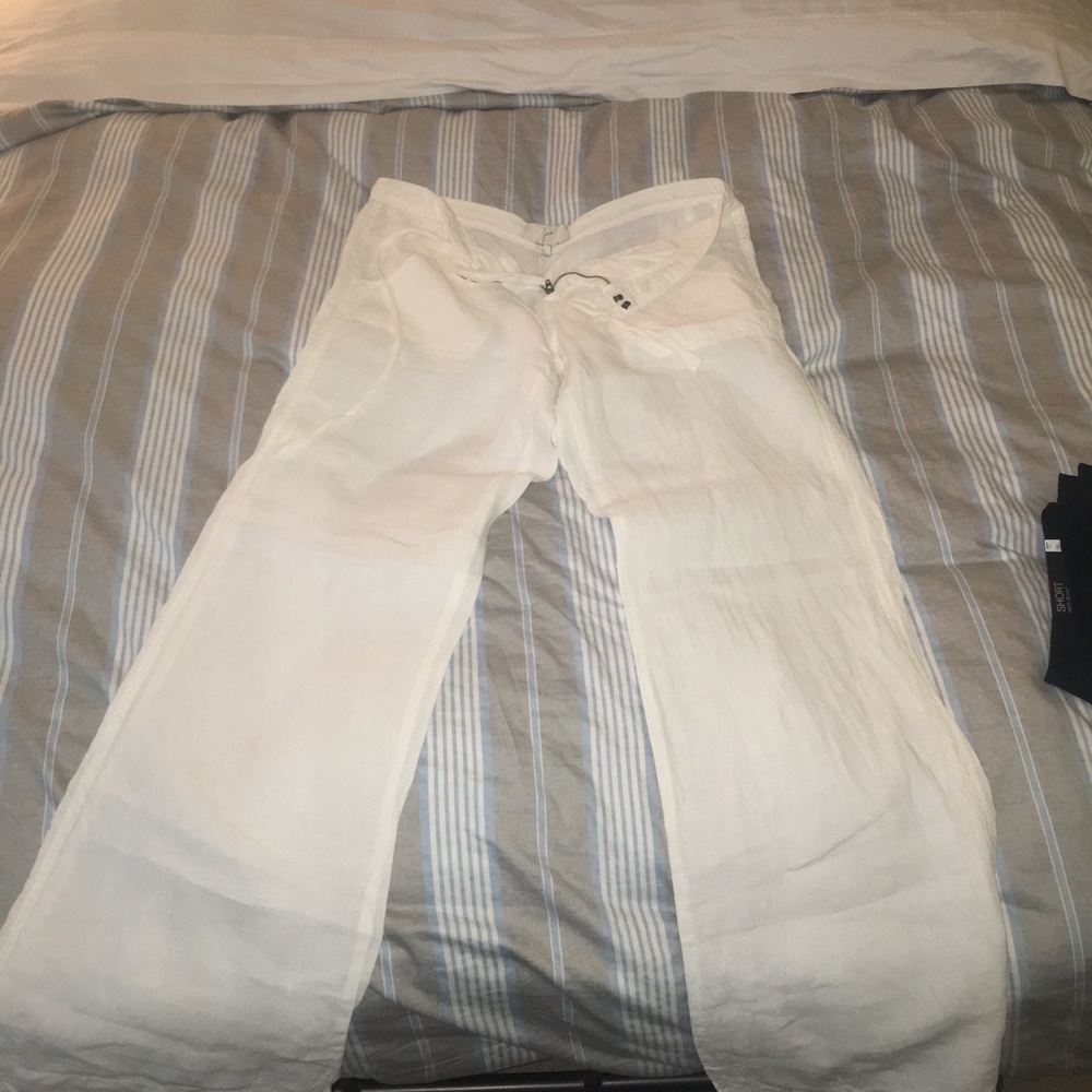 White linen summer pants