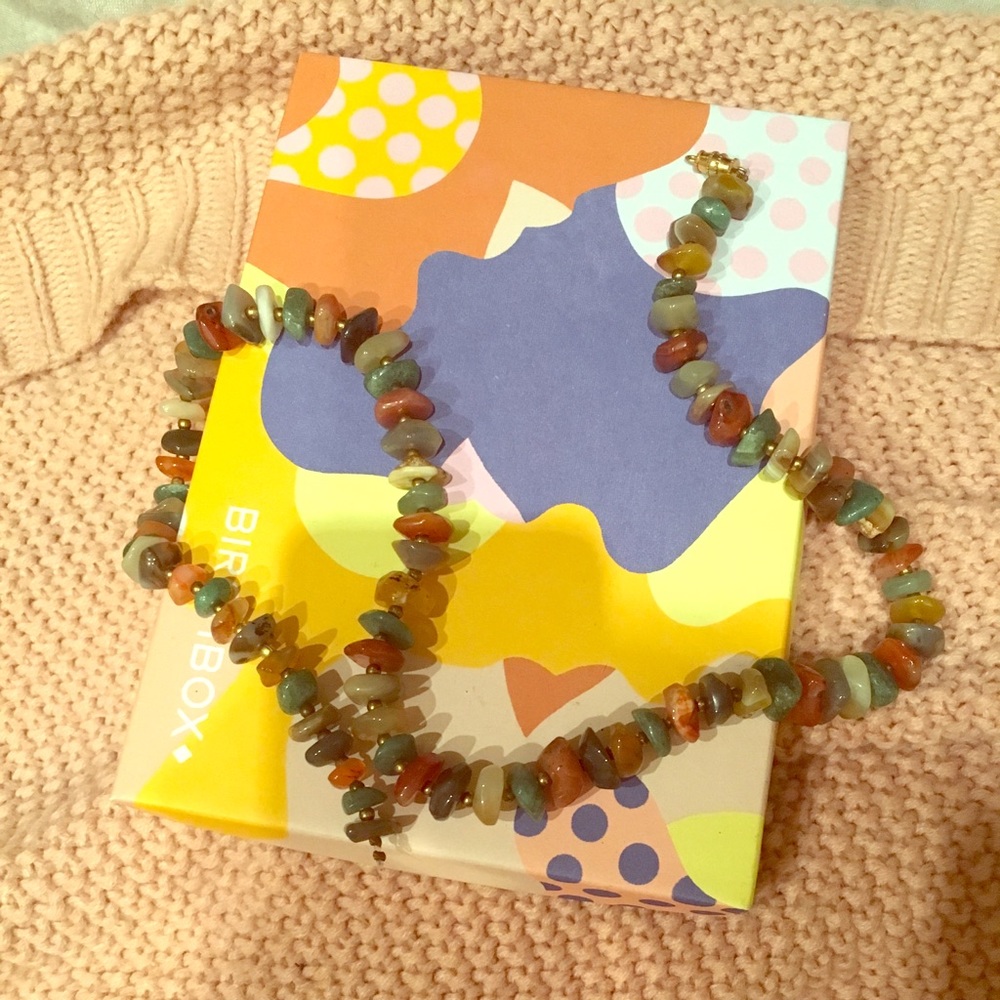 Vintage Bohemian polished cut stone necklace SALE