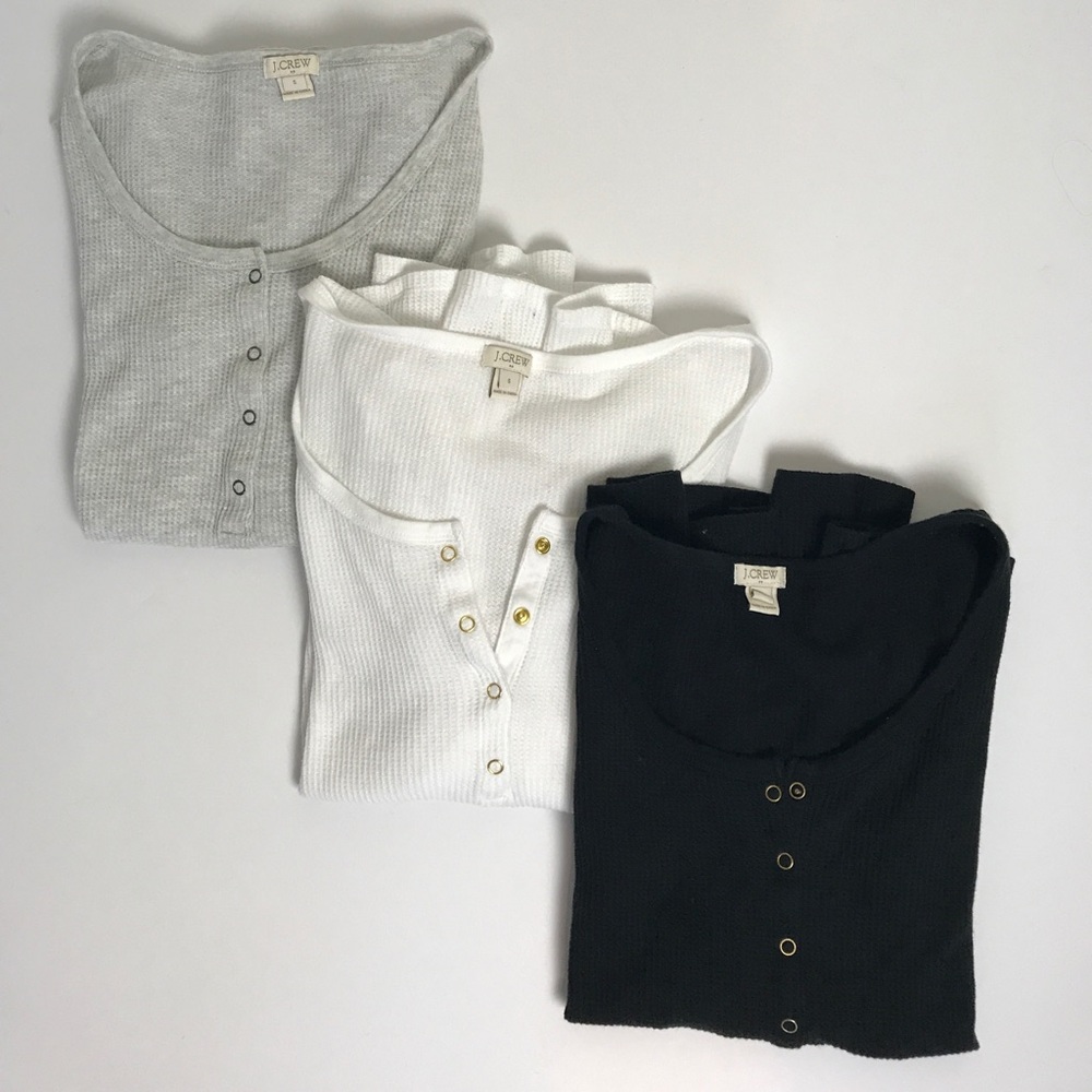 J.Crew Waffle Henley, Set: Gray, White, Black, S