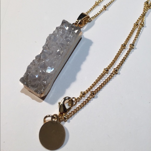 White Druzy Bar Necklace - Picture 4 of 4